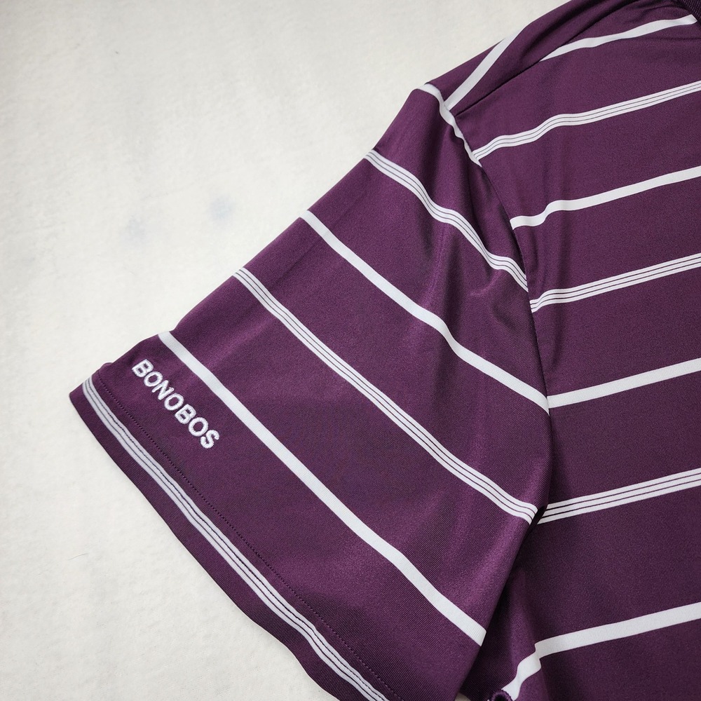 Bonobos Golf Polo Shirt Mens XXL Purple White Striped Slim Fit Short Sleeve - Picture 3 of 8